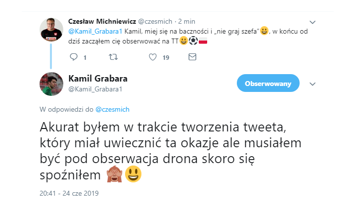 Michniewicz zaczyna obserwować Grabarę na Twitterze :D